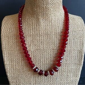 Elegant 2028 Red crystal Beaded & rhinestone Necklace.